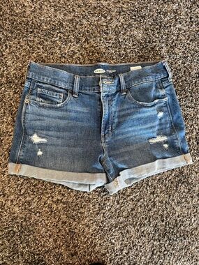 Old Navy Blue Distressed Rolled-Hem Denim Shorts